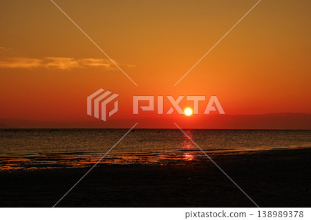 Ariake Sea sunrise scene Ariake Sea sunrise scene 138989378