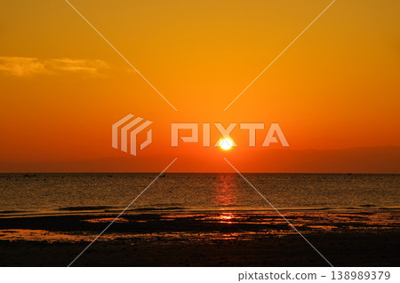 Ariake Sea sunrise scene Ariake Sea sunrise scene 138989379
