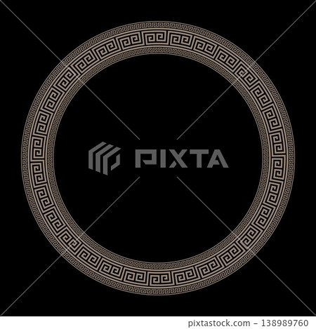 Greek round frame. Classic European national ornament, border, frame, meander. Endless pattern of Ancient Greece, Roman Empire. Byzantine European palace, Vector illustration for your design 138989760