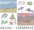 海灘物品和海洋景色 138989818