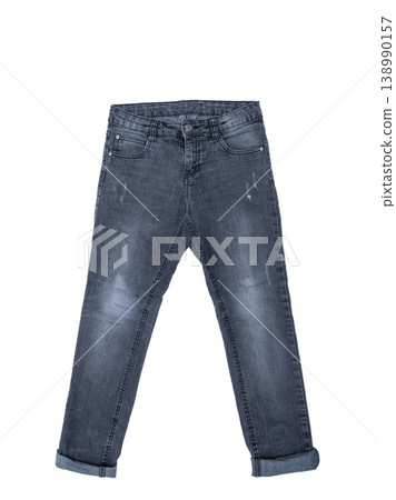 Dark jeans for a boy on a white background Dark jeans for a boy on a white background 138990157