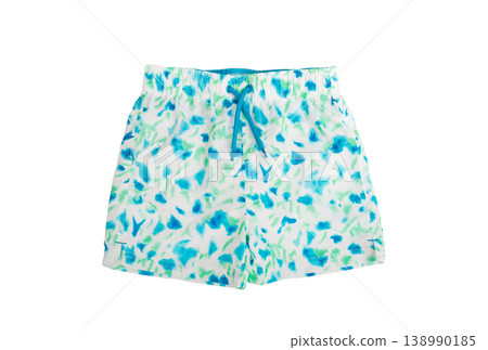 Boy's bathing shorts on a white isolated background Boy's bathing shorts on a white isolated background 138990185