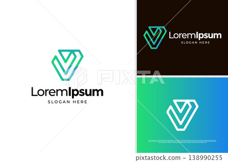 Abstract letter V logo design. Negative space of letter V logo design template Abstract letter V logo design. Negative space of letter V logo design template 138990255