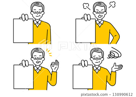 An elderly man showing documents (set) An elderly man showing documents (set) 138990612