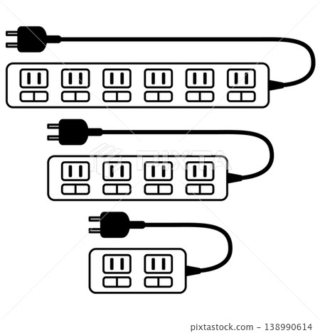 Set of 6-outlet, 4-outlet, and 2-outlet power strips (extension cords) Set of 6-outlet, 4-outlet, and 2-outlet power strips (extension cords) 138990614