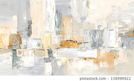 Abstract painting neutral color geometric shape brushstroke texture beige white gray layered block on canvas, modern wall art background with soft gold accent, calm minimalist interior decor Abstract painting neutral color geometric shape brushstroke texture beige white gray layered block on canvas, modern wall art background with soft gold accent, calm minimalist interior decor 138990922