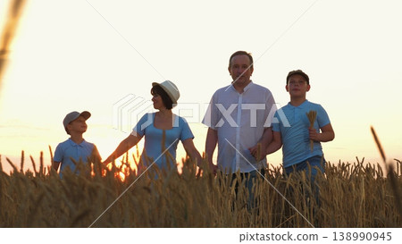 happy family, parents man woman holding children hands sunset park, mother father parents kid outdoors nature, kids learning farming, parents teaching values, father son sports, mother daughter 138990945