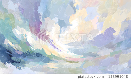 Abstract pastel sky cloud texture background painting brushstroke swirl light tone soft color dreamy atmosphere for wallpaper banner poster greeting card modern design 138991048