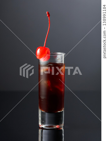 Coffee liquor with ice in tall glass. Coffee liquor with ice in tall glass. 138991184