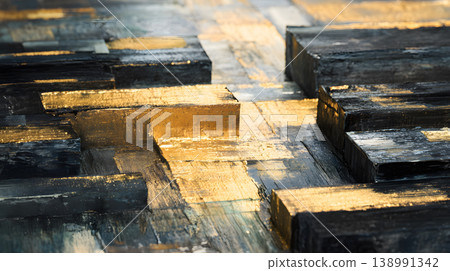 Abstract gold black texture geometric painting brushstroke background, layered acrylic blocks with metallic sheen and rough surface, modern art detail for luxury design mood Abstract gold black texture geometric painting brushstroke background, layered acrylic blocks with metallic sheen and rough surface, modern art detail for luxury design mood 138991342