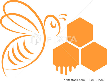 Bee and honeycomb logo, icon, bee, bumblebee, insect 138991582