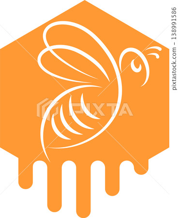Bee and honeycomb logo, icon, bee, bumblebee, insect 138991586