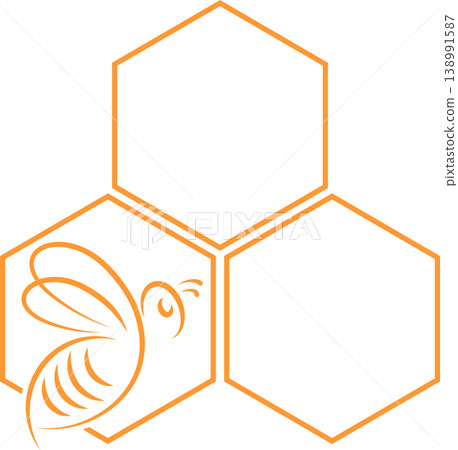 Bee and honeycomb logo, icon, bee, bumblebee, insect 138991587