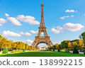 Famous Eiffel Tower of Paris, beautiful view from Field of Mars, France 138992215