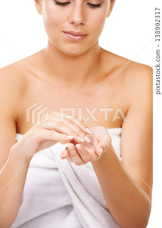 Woman, skincare and hands with lotion, sunscreen and product for dermatology and self care in bathroom. Shower, cream and person with moisturizer for clean body, beauty and healthy skin routine Woman, skincare and hands with lotion, sunscreen and product for dermatology and self care in bathroom. Shower, cream and person with moisturizer for clean body, beauty and healthy skin routine 138992317