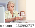 Senior woman, planning budget and retirement or paperwork for tax, financial documents or receipt, investment or savings. Elderly person, finance or money or pension, bills or debt management 138992737