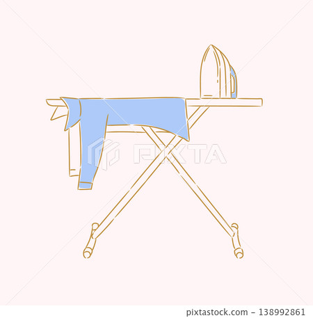 Ironing board with clothes beige Ironing board with clothes beige 138992861