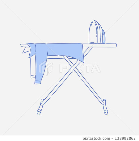 Ironing board with clothes blue Ironing board with clothes blue 138992862