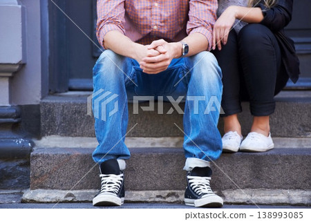 Love, stairs and shoes of couple in city for date, cute relationship and bonding outdoors on weekend. Dating, romance and feet of man and woman embrace for flirting, affection and care in urban town Love, stairs and shoes of couple in city for date, cute relationship and bonding outdoors on weekend. Dating, romance and feet of man and woman embrace for flirting, affection and care in urban town 138993085