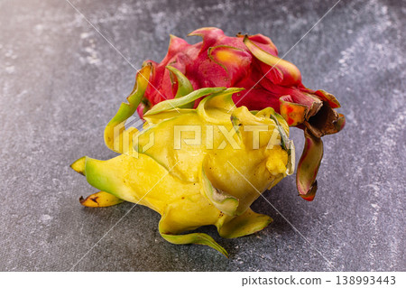 Sweet fresh red and yellow Dragon fruit 138993443