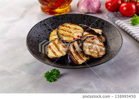 Tasty grilled eggplant round slices 138993450