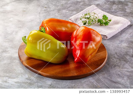 Bulgarian bell pepper over board 138993457