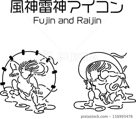 風神與雷神索爾的日式神像素材 風神與雷神索爾的日式神像素材 138993476