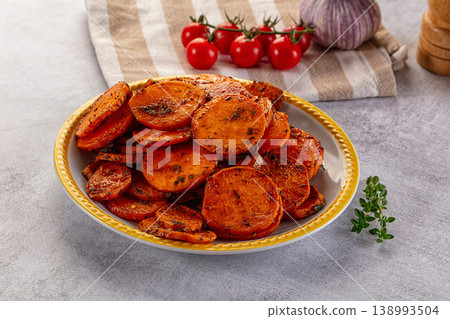 Tasty baked sweet potatoes with spices Tasty baked sweet potatoes with spices 138993504