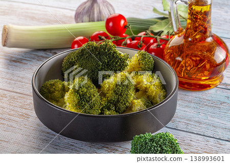 Steamed broccoli cabbage in the boil Steamed broccoli cabbage in the boil 138993601
