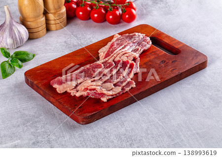 Raw beef marble bacon slices Raw beef marble bacon slices 138993619