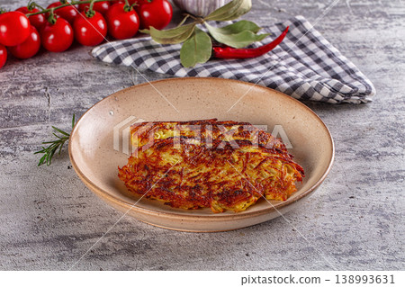 Fried crispy golden potato draniki Fried crispy golden potato draniki 138993631