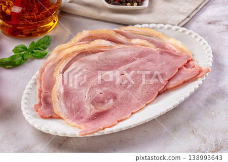 Sliced pork ham over board Sliced pork ham over board 138993643