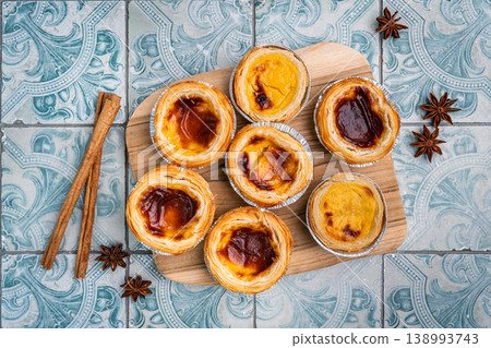 Portuguese custard tarts or Pastel de Nata Portuguese custard tarts or Pastel de Nata 138993743