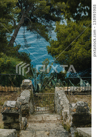 Amazing view of the Adriatic sea from the old park in Dubrovnik, Croatia. Travel destination in Croatia. Amazing view of the Adriatic sea from the old park in Dubrovnik, Croatia. Travel destination in Croatia. 138993988