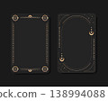 Golden celestial sun and crescent Tarot cards. Shiny golden Tarot card frames with celestial elements. Vector illustration 138994088