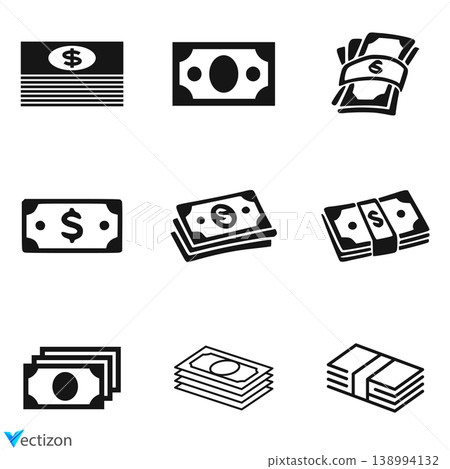 banknote money icon set, vector illustration. 138994132