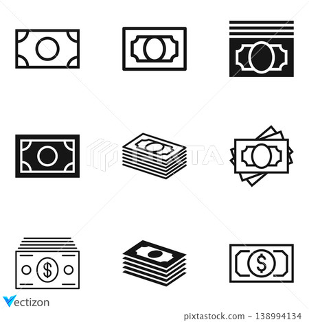 banknote money icon set, vector illustration. banknote money icon set, vector illustration. 138994134