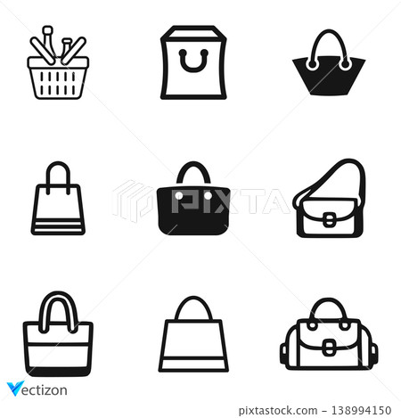 Bags Designs Icon Set. Vector Fashion Bags Designs Icon Set. Vector Fashion 138994150