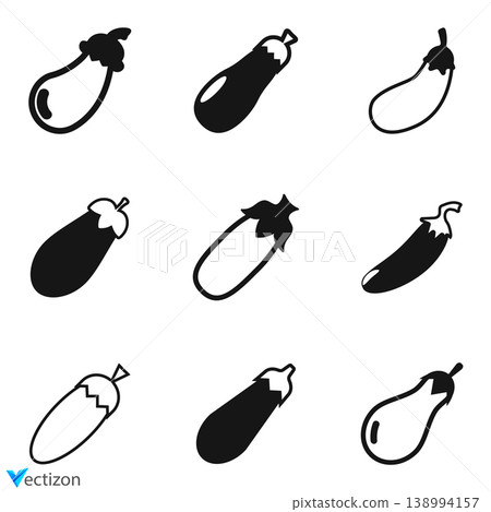 Aubergine icons set vector illustration design. 138994157