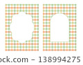Two vintage scalloped frames with empty space on gingham background. Retro card templates 138994275