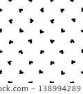 Seamless pattern with black minimal hearts on white background. Simple hand drawn vector romantic background. 138994289