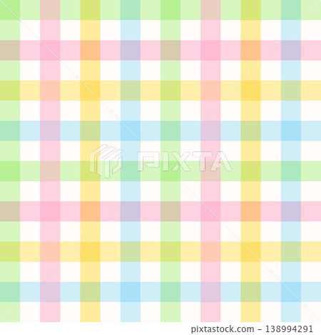Seamless colorful gingham pattern. Pastel multi colored checkered plaid background  138994291