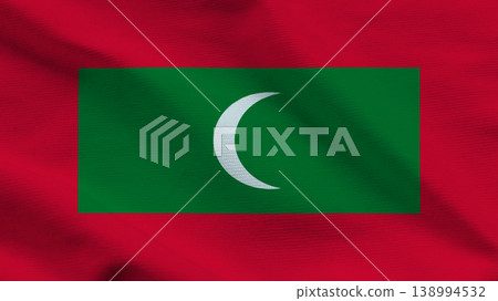 Maldives flag waving on a sunny day, symbolizing national pride and sovereignty Maldives flag waving on a sunny day, symbolizing national pride and sovereignty 138994532