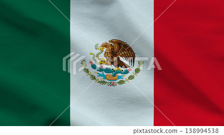Celebrating Independence Day with the Mexican flag waving proudly in the sunlight 138994538