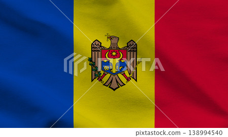 Celebrating independence day with the flag of Moldova in the breeze during a sunny afternoon 138994540