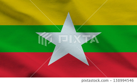 Sovereignty symbol displayed in the flag of Myanmar representing national pride and identity Sovereignty symbol displayed in the flag of Myanmar representing national pride and identity 138994546