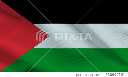 Sovereignty represented through the Palestinian flag waving in the wind 138994561