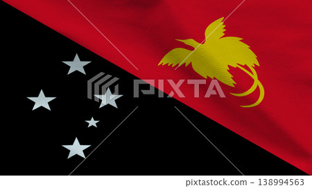 Flag of Papua New Guinea showcasing its vibrant colors and symbols of sovereignty 138994563