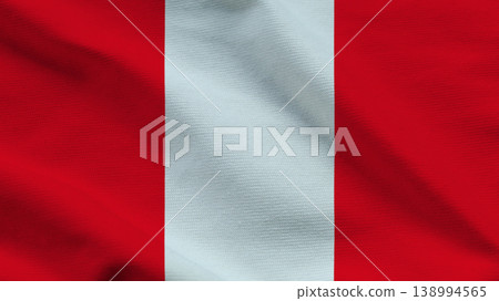 Peru flag waving proudly, representing the nations sovereignty and identity in a vibrant display of colors Peru flag waving proudly, representing the nations sovereignty and identity in a vibrant display of colors 138994565