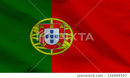 Sovereignty represented through national flag of Portugal waving in the breeze outdoors 138994567